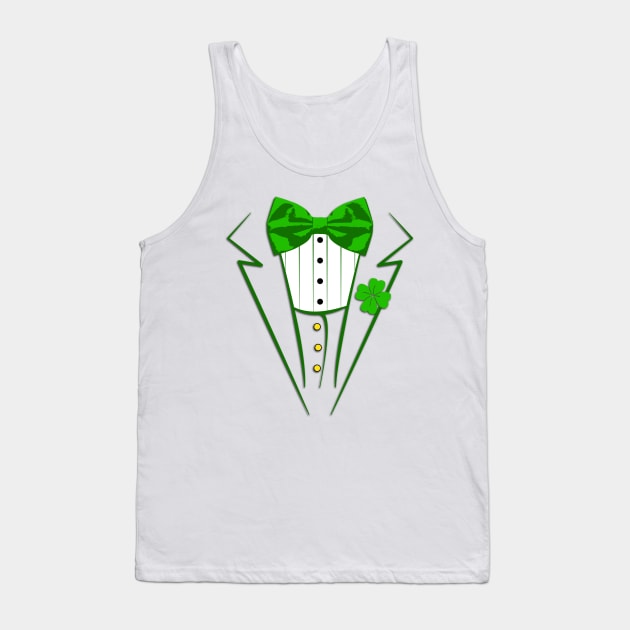 Saint Patrick's Day Irish Funny Tuxedo Costume Pub Tank Top by PugSwagClothing